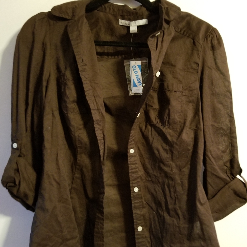 Brown button-up shirt